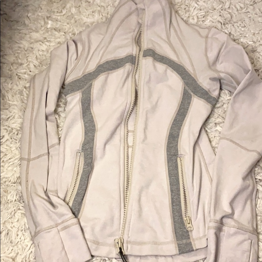 lululemon athletica light gray and heather gray zip-up jacket